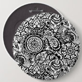 Niedliche Schwarz-weiße Blumenpfeife Button (Vorne & Hinten)