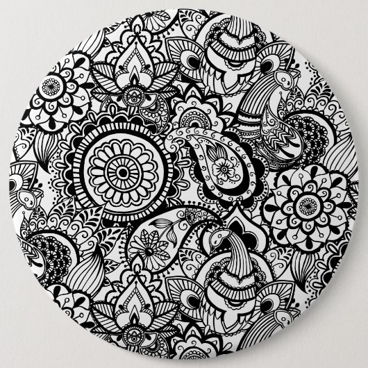 Niedliche Schwarz-weiße Blumenpfeife Button (Vorderseite)