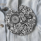 Niedliche Schwarz-weiße Blumenpfeife Button (Beispiel)
