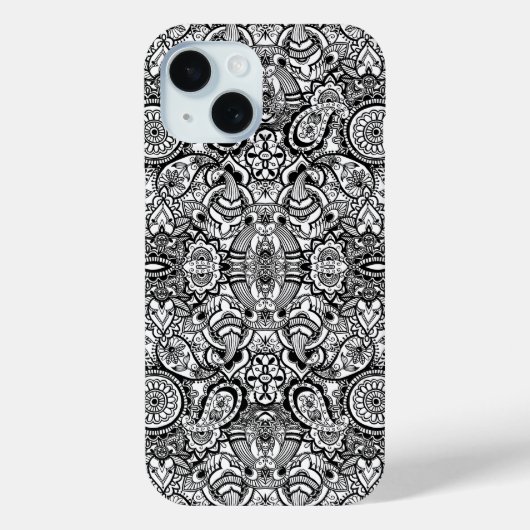 Niedliche Schwarz-weiße Blumenpfeife Case-Mate iPhone Hülle (Rückseite)