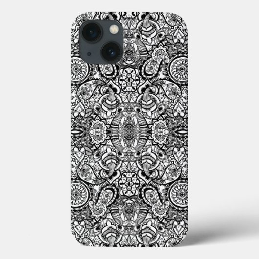 Niedliche Schwarz-weiße Blumenpfeife Case-Mate iPhone Hülle (Rückseite)