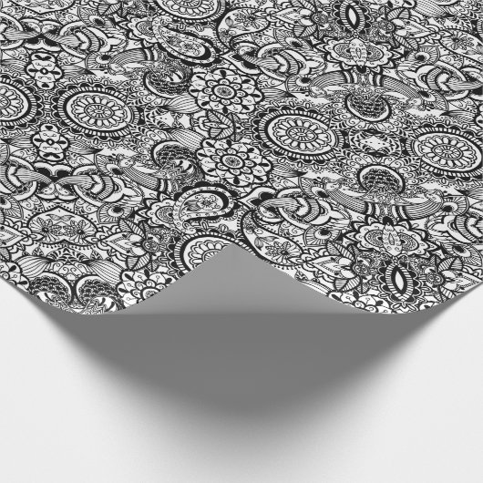 Niedliche Schwarz-weiße Blumenpfeife Geschenkpapier (Ecke)