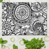 Niedliche Schwarz-weiße Blumenpfeife Küchentuch (Gefaltet)