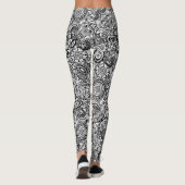 Niedliche Schwarz-weiße Blumenpfeife Leggings (Rückseite)