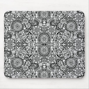 Niedliche Schwarz-weiße Blumenpfeife Mousepad