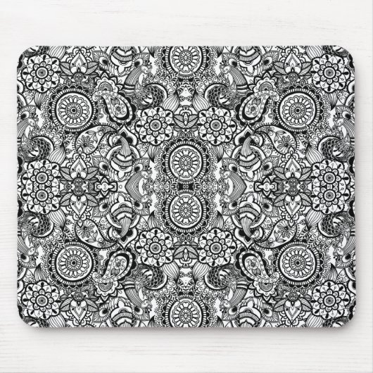 Niedliche Schwarz-weiße Blumenpfeife Mousepad (Vorne)