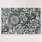 Niedliche Schwarz-weiße Blumenpfeife Puzzle (Horizontal)