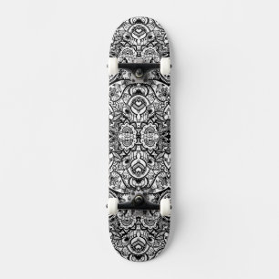 Niedliche Schwarz-weiße Blumenpfeife Skateboard