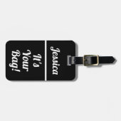 Niedliche schwarz-weiße Gepäckmarke für Frauen Gepäckanhänger (Vorderseite horizontal)