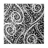 Niedliche Schwarz-weiße Herzen Liebe Hintergrund D Fliese (Vorderseite)