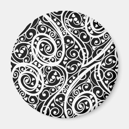 Niedliche Schwarz-weiße Herzen Liebe Hintergrund D Magnet (Vorne)