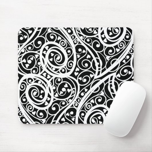 Niedliche Schwarz-weiße Herzen Liebe Hintergrund D Mousepad (Mit Mouse)