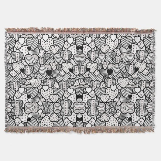 Niedliche Schwarz-weiße Herzmuster Decke (Vorderseite)