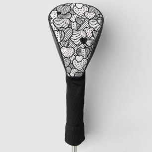Niedliche Schwarz-weiße Herzmuster Golf Headcover