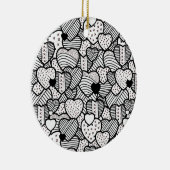 Niedliche Schwarz-weiße Herzmuster Keramik Ornament (Rechts)