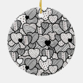 Niedliche Schwarz-weiße Herzmuster Keramik Ornament (Hinten)