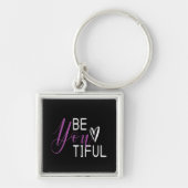 Niedliche Schwarz-weiße Herztypografie schön sein Schlüsselanhänger (Vorne)