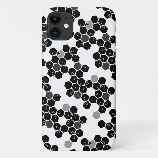 Niedliche Schwarz-weiße Hex-Datenmuster Case-Mate iPhone Hülle (Rückseite)