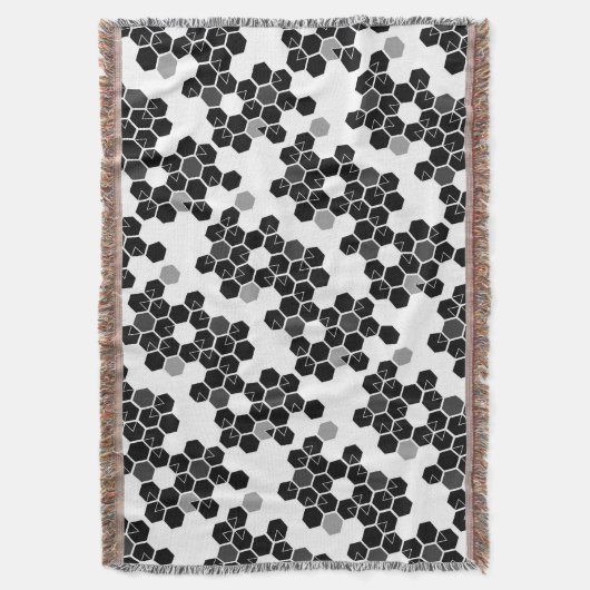 Niedliche Schwarz-weiße Hex-Datenmuster Decke (Vorderseite Vertikal)
