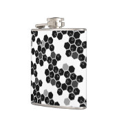 Niedliche Schwarz-weiße Hex-Datenmuster Flachmann (Links)