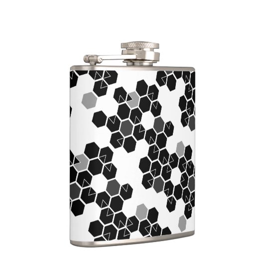 Niedliche Schwarz-weiße Hex-Datenmuster Flachmann (Rechts)