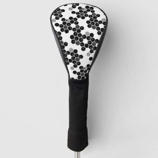 Niedliche Schwarz-weiße Hex-Datenmuster Golf Headcover (Vorderseite)