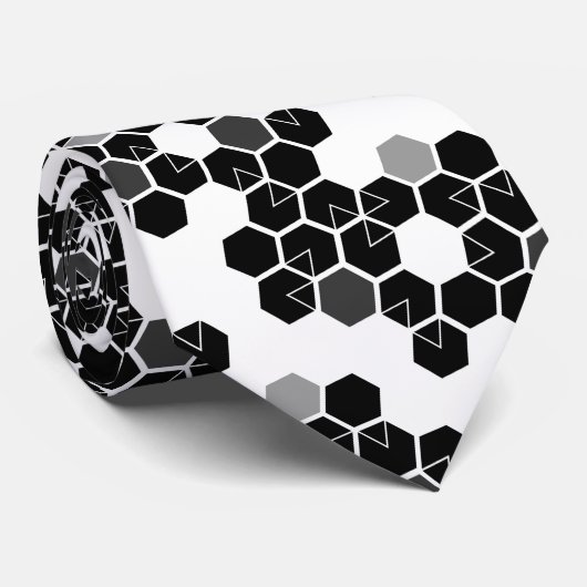 Niedliche Schwarz-weiße Hex-Datenmuster Krawatte (Gerollt)