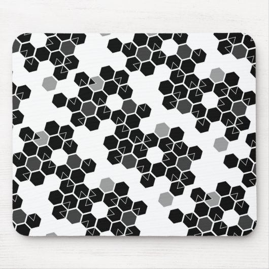 Niedliche Schwarz-weiße Hex-Datenmuster Mousepad (Vorne)