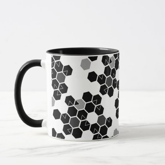 Niedliche Schwarz-weiße Hex-Datenmuster Tasse (Links)