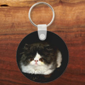 Niedliche Schwarz-weiße Katzenkatze Schlüsselanhänger (Vorderseite)