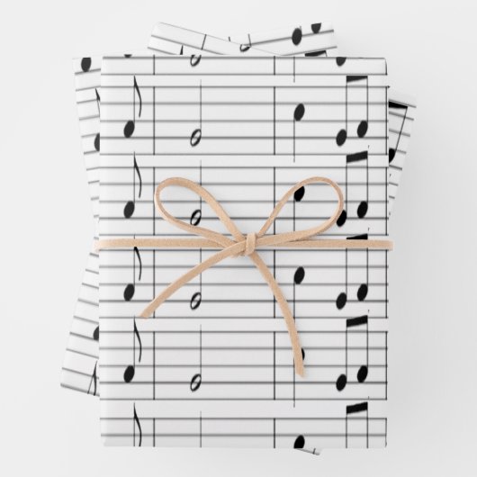 Niedliche Schwarz-weiße Musiknoten Mustergeschenk Geschenkpapier Set (Beispiel)