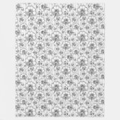 Niedliche Schwarz-weiße nahtlose Blume Fleecedecke (Vorderseite)