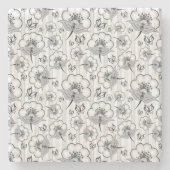 Niedliche Schwarz-weiße nahtlose Blume Steinuntersetzer (Vorderseite)