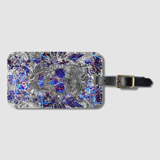 Niedliche, Schwarz-weiße Neonschädelkappe Gepäckanhänger (Vorderseite (Horizontal))