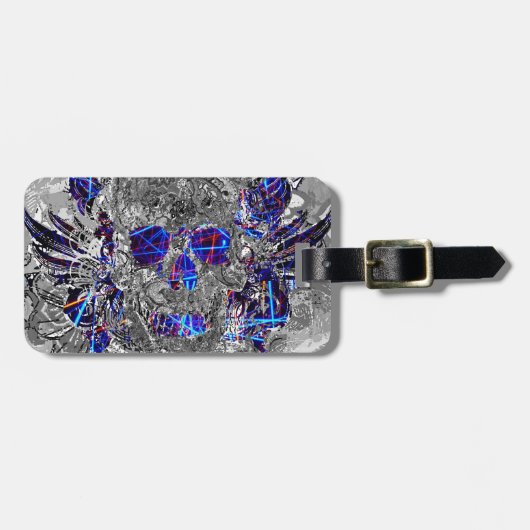 Niedliche, Schwarz-weiße Neonschädelkappe Gepäckanhänger (Vorderseite horizontal)