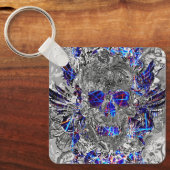 Niedliche, Schwarz-weiße Neonschädelkappe Schlüsselanhänger (Vorderseite)