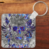 Niedliche, Schwarz-weiße Neonschädelkappe Schlüsselanhänger (Rückseite)