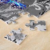 Niedliche Schwarz-weiße Neonschädelplatte Puzzle (Seite)