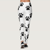 Niedliche Schwarz-weiße Paw-Prints Leggings (Rückseite)