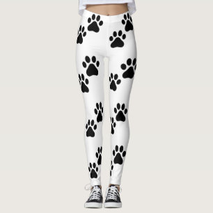Niedliche Schwarz-weiße Paw-Prints Leggings