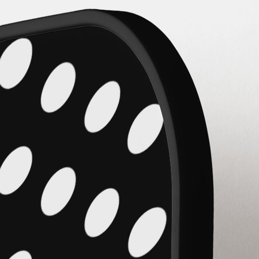 Niedliche Schwarz-weiße Polka Dots Rosa Monogramm Pickleball Schläger (Linke Seite)