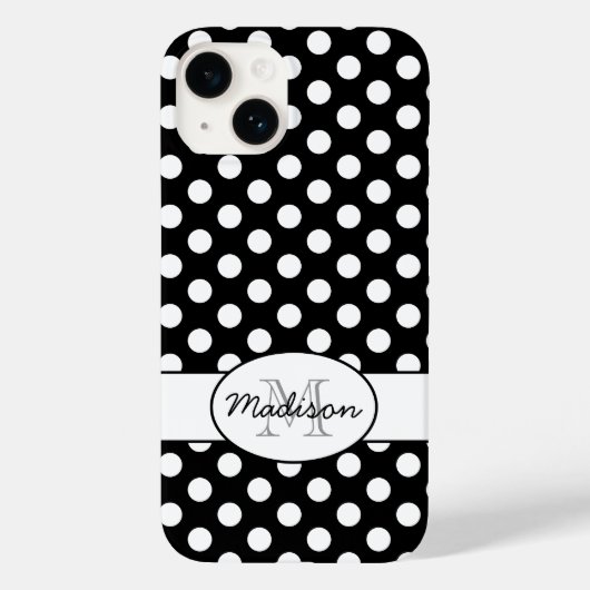 Niedliche Schwarz-weiße Polka-Punkte Retromuster M Case-Mate iPhone Hülle (Rückseite)
