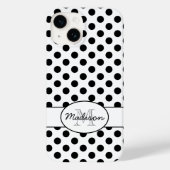 Niedliche Schwarz-weiße Polka-Punkte Retromuster M Case-Mate iPhone Hülle (Rückseite)