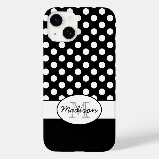 Niedliche Schwarz-weiße Polka-Punkte Retromuster M Case-Mate iPhone Hülle (Rückseite)