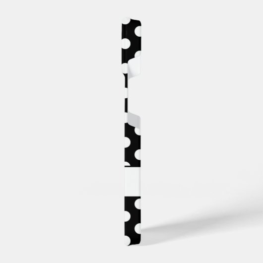 Niedliche Schwarz-weiße Polka-Punkte Retromuster M iPhone Hülle (Linke Seite)