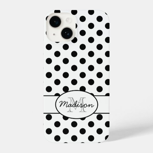 Niedliche Schwarz-weiße Polka-Punkte Retromuster M iPhone Hülle (Rückseite)