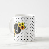 Niedliche Schwarz-weiße Punkte Vintag Sonnenblumen Kaffeetasse (Vorderseite Links)