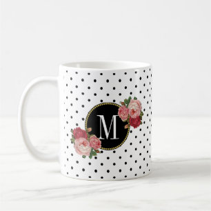 Niedliche Schwarz-weiße Punkte Vintage Rose Gold M Kaffeetasse