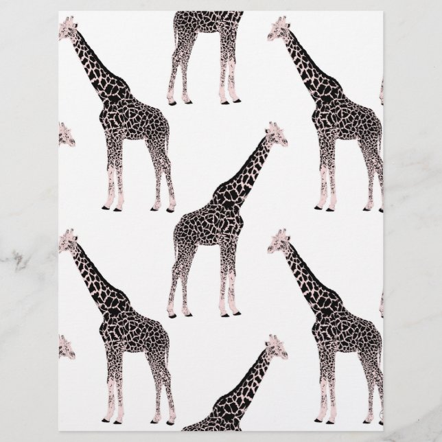 Niedliche Schwarz-weiße Rosa Giraffe Briefbogen (Vorderseite)