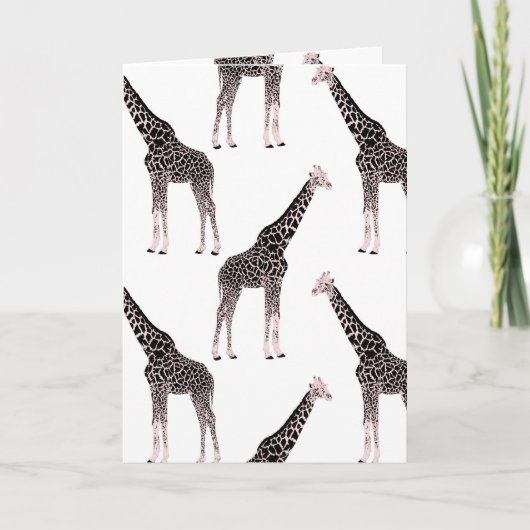 Niedliche Schwarz-weiße Rosa Giraffe Feiertagskarte (Vorderseite)